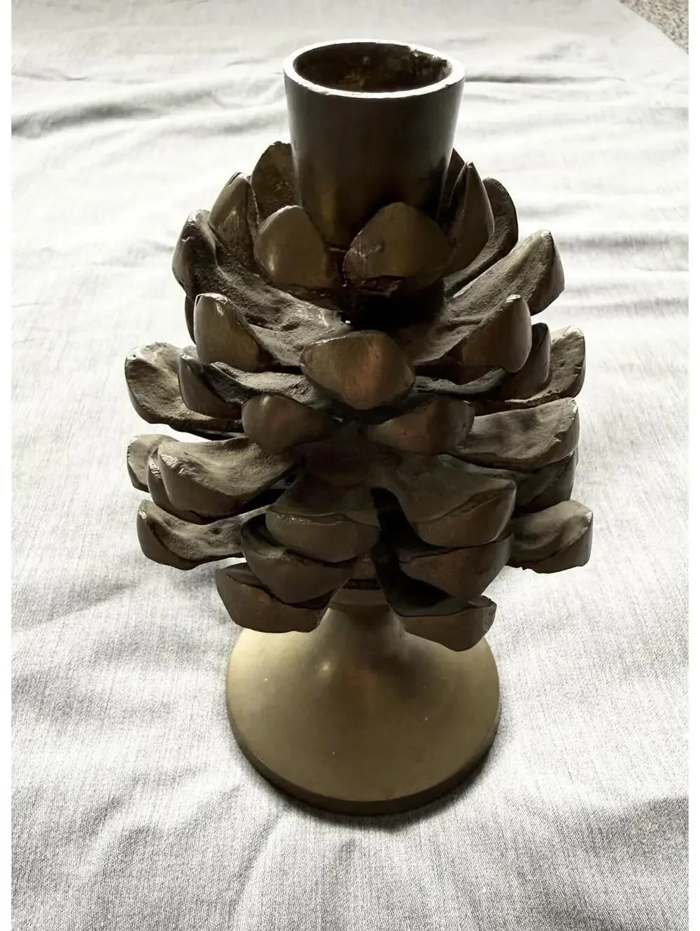 Brass Pinecone Candle Stick Holder Heavy Decoration Grandmacore